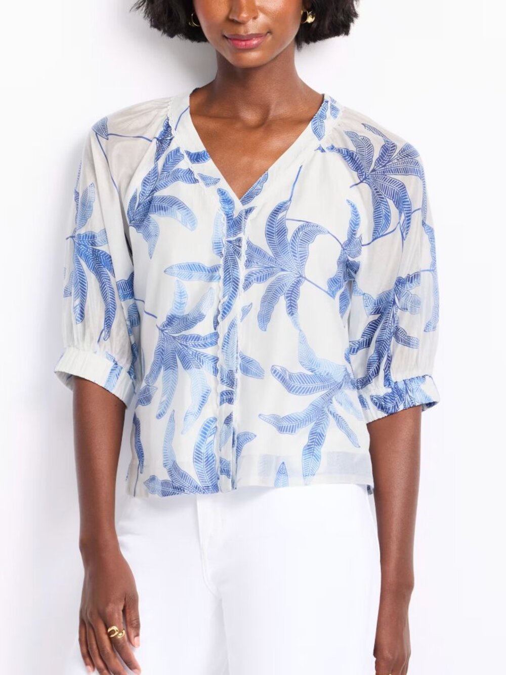 Lucky & Coco Melinda Floral Button Down Blouse Soft Lyocell Size L